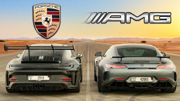 درگ پورشه 911 GT3 RS و مرسدس AMG GT R