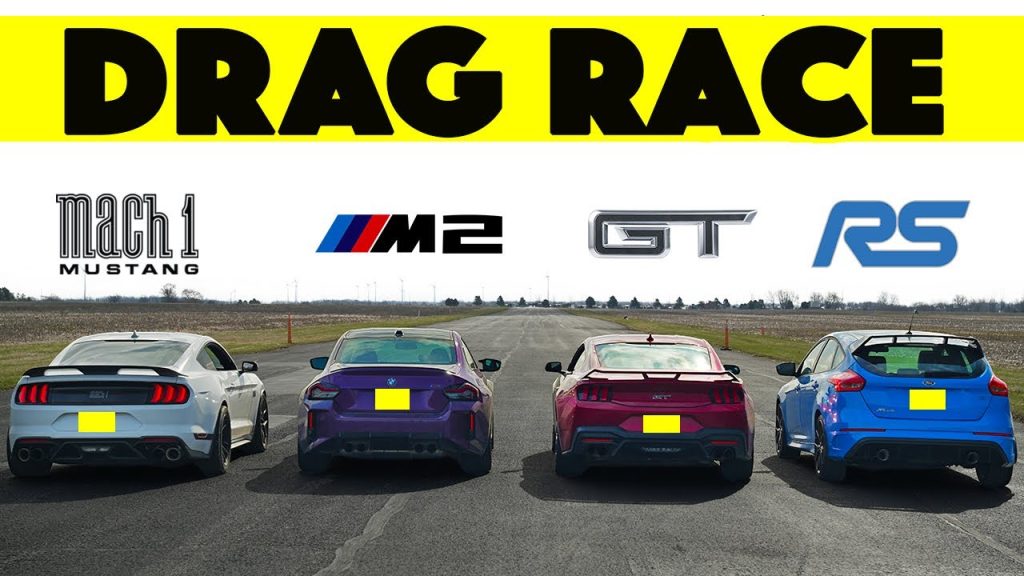 درگ بیامو M2 با موستانگ GT، مکوان و فورد فوکوس RS