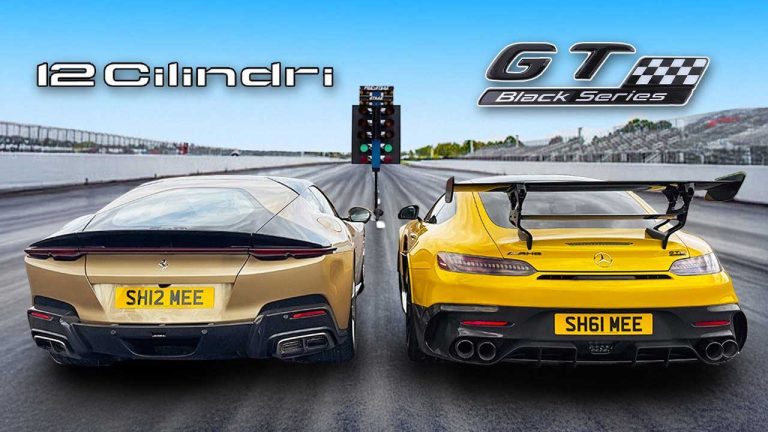 درگ فراری دودیچی چیلیندری و مرسدس AMG GT بلک سریز