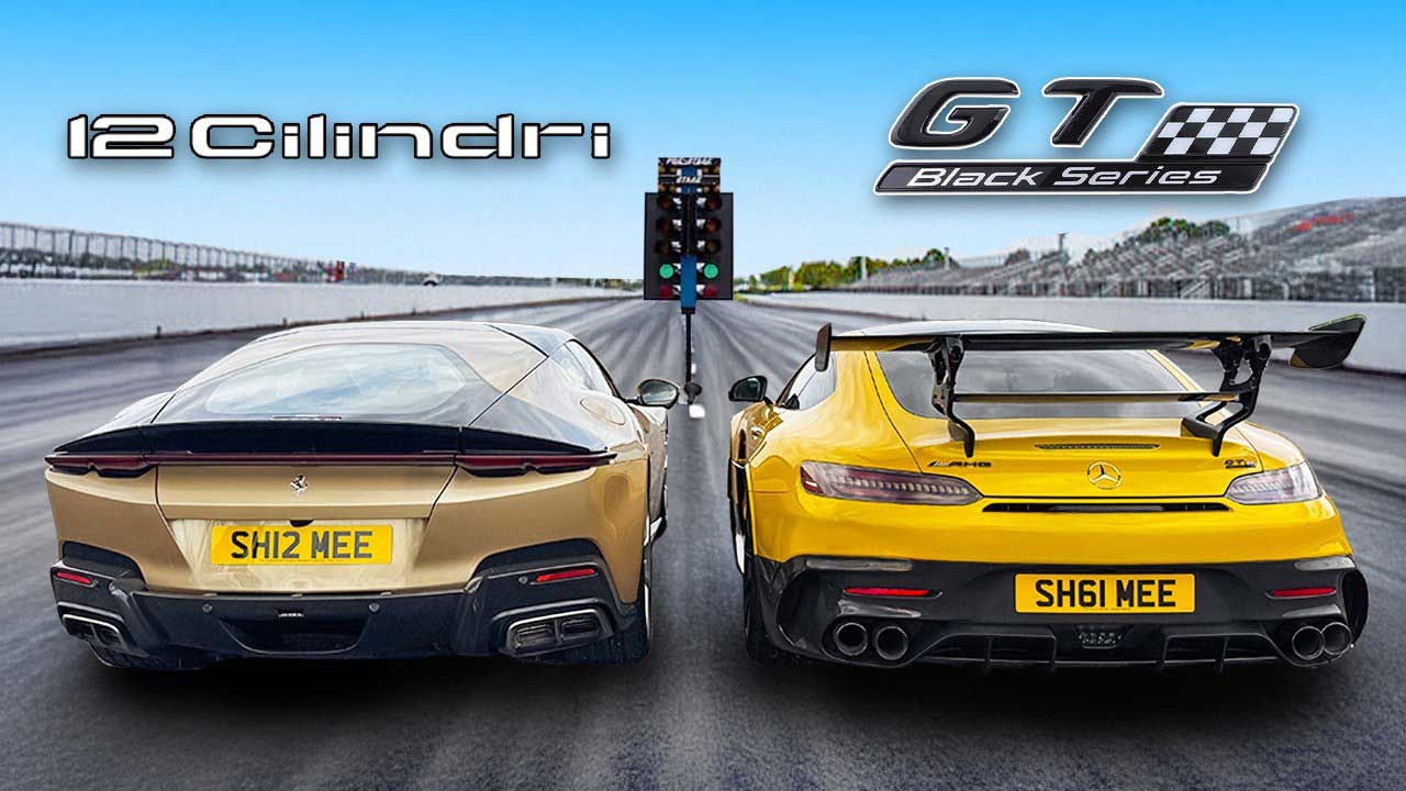 درگ فراری دودیچی چیلیندری و مرسدس AMG GT بلک سریز