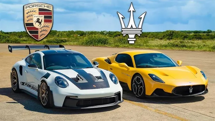 درگ جذاب پورشه 911 GT3 RS و مازراتی MC20