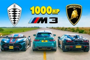 نبرد جذاب کونیگزگ و لامبورگینی با بی‌ام‌و M3 تیونینگ ۱۰۰۰ اسب بخار