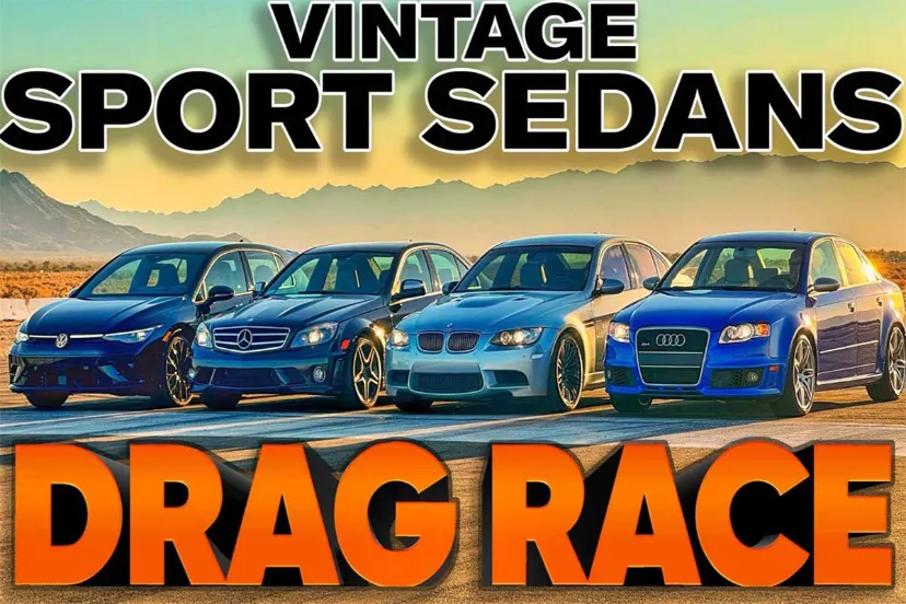 درگ جذاب گلف R با سدان‌های اسپرت V8 قدیمی آئودی، مرسدس و بی‌ام‌و